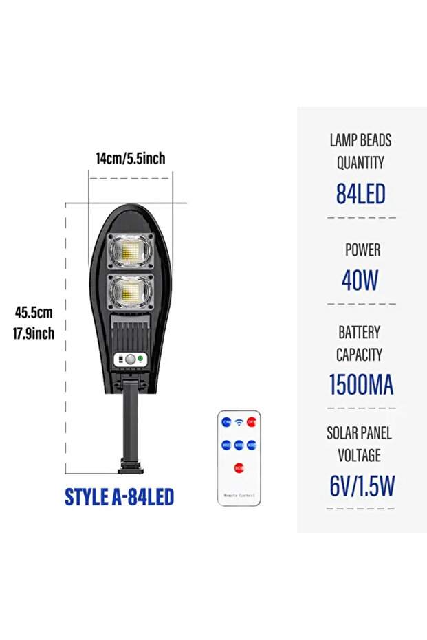 W777B LED Solar Lights Outdoor Garden Street Light With Motion Sensor and Remote Control Waterproof