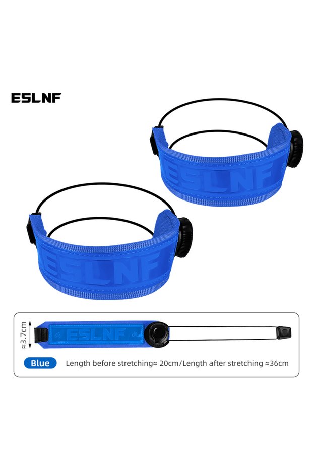 Blue 2P ESLNF Adjustable Reflective Cycling Ankle Strap Rotary Buckle High Visibility Night Riding S