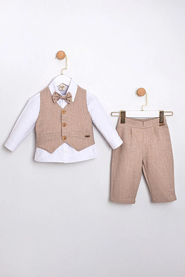 9-24 Months Petit King Baby Boy 3-Piece Set-Latte