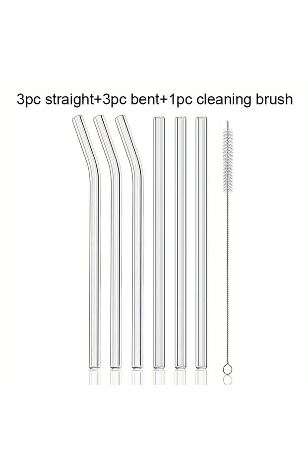 clear glass straw 4/6/8/10pcs Transparent Glass Straws Juice Milk Coffee Cola Straws Creative High T