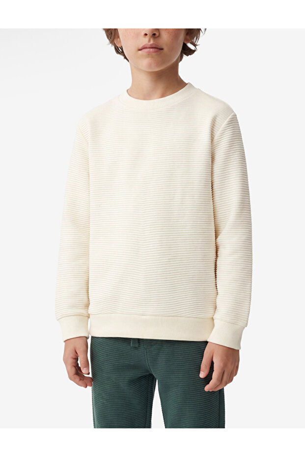 Cotton Long Sleeve Crew Neck Basic Sweatshirt - 2