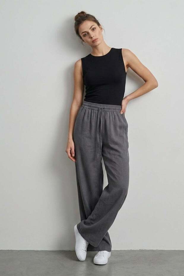 Elastic Waist Pocket Palazzo Trousers