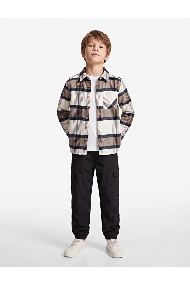 Flannel Fabric Pocket Long Sleeve Classic Collar Lumberjack Shirt