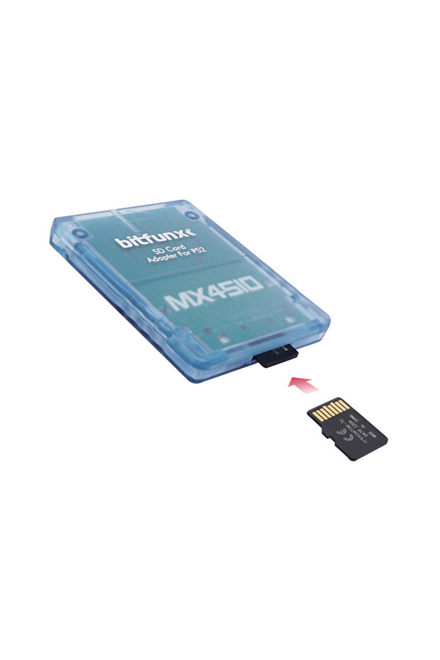 محول بطاقة SD/TF من Bitfunx MX4SIO SIO2SD أزرق اللون لقارئ الألعاب لجهاز PS2 وPlaystation2