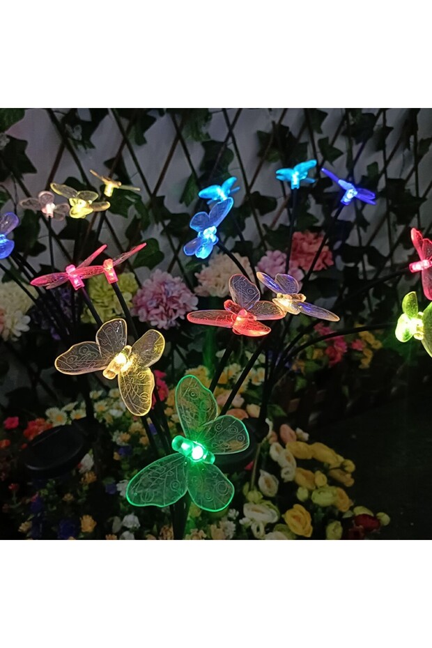 Colorful Butterfly 1 Piece 6-Head Solar LED Butterfly String Lights, Waterproof Outdoor Garden Lawn