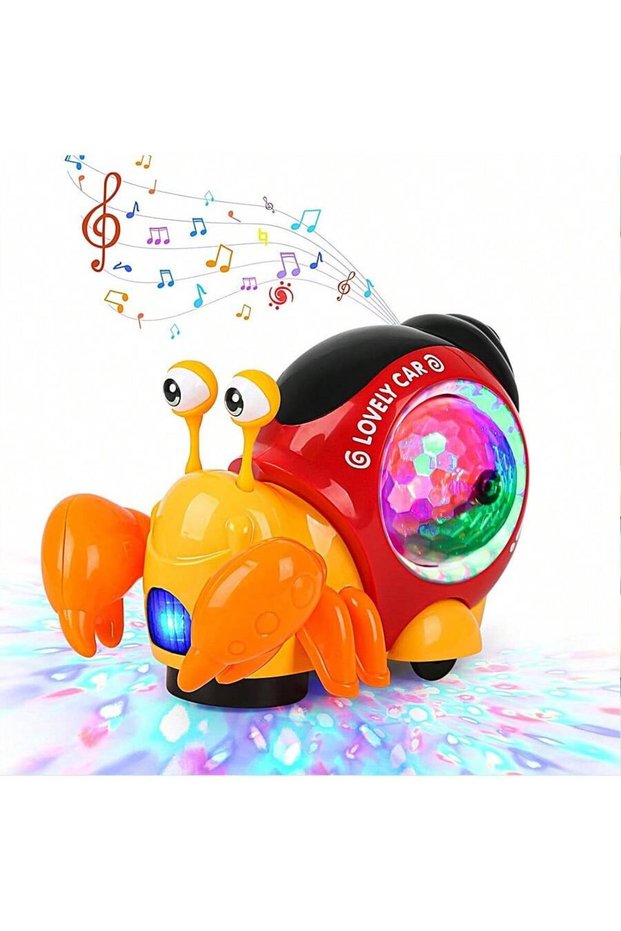 RC-9025C orange Luminous Snail Toy,Baby Electric Snail Toy, 2025 New Crawling Snail Toys,Musical Cra