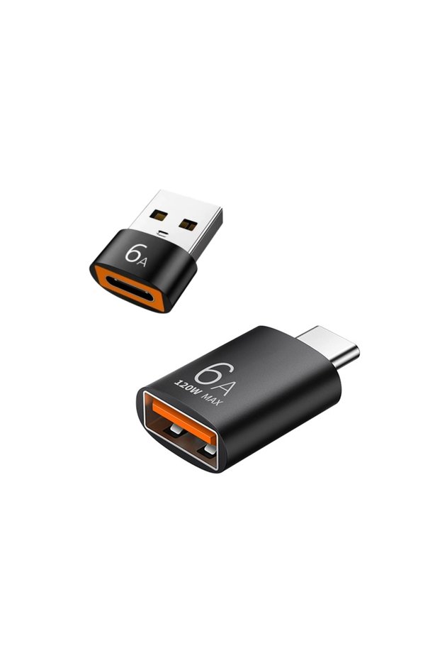 Black A B 6A USB To Type C OTG Adapter 120W USB-C Male To Type-c Female Charger Converter for Macboo