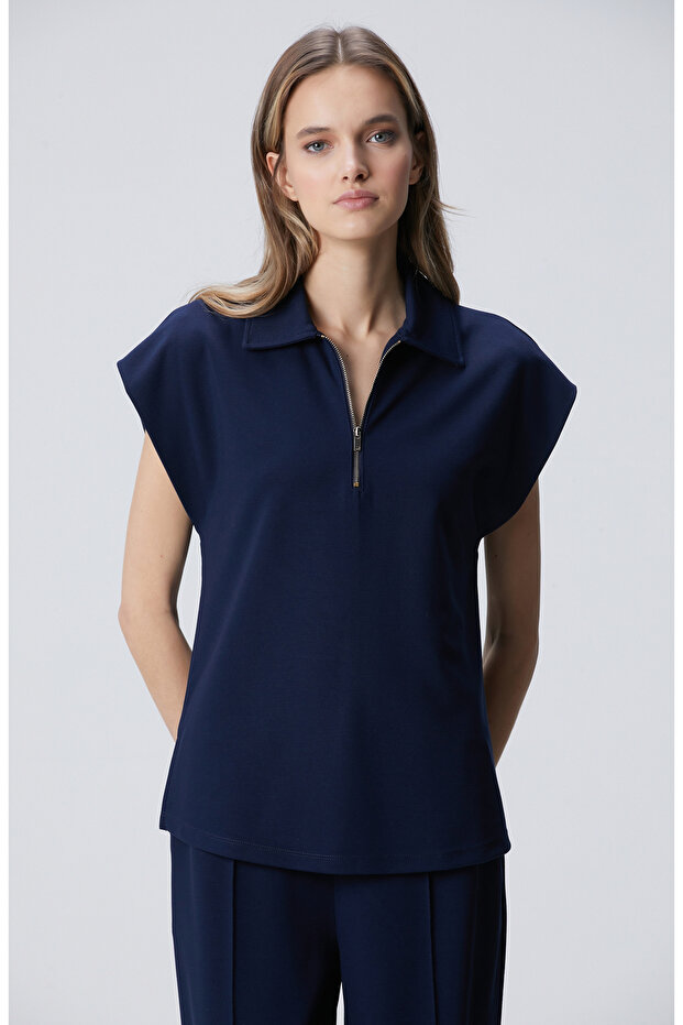 Lacivert Modal Karışımlı Sweatshirt