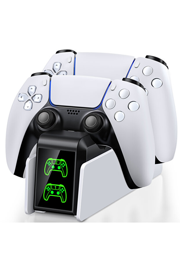 شاحن سريع مزدوج FC400-AE1 لوحدة تحكم PS5 اللاسلكية، حامل لجهاز بلايستيشن 5 دوال سينس سي
