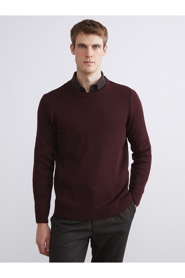Southblue Claret Red Crew Neck Men's Knitwear Sweater