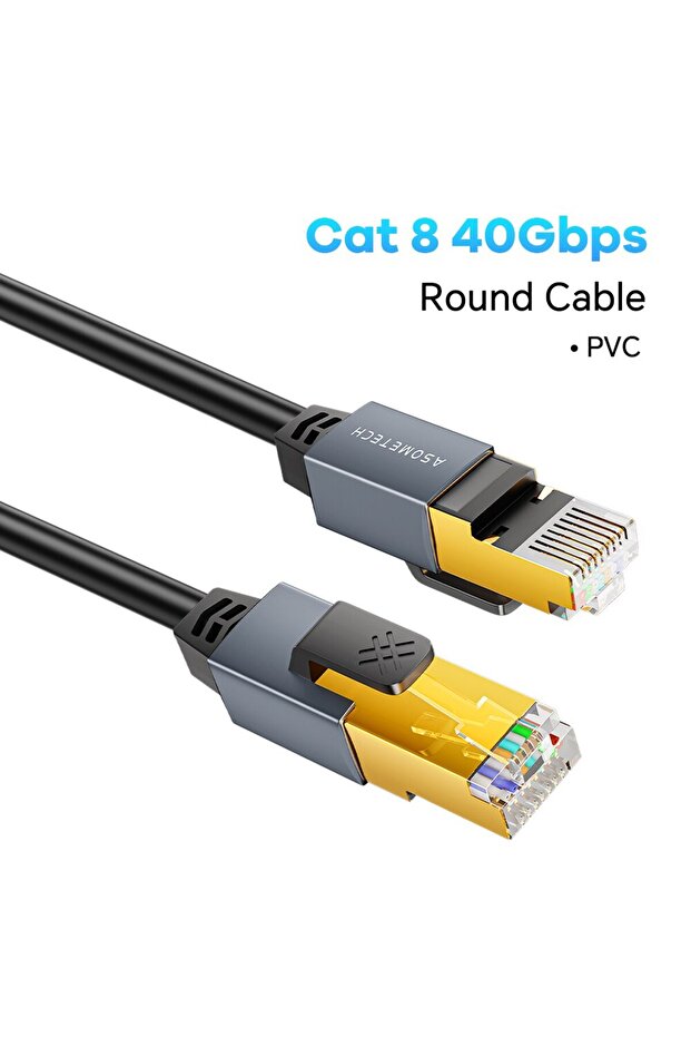 كابل إيثرنت دائري بطول متر واحد من ASOMETECH Cat 8 كابل إيثرنت دائري/مسطح عالي السرعة 40 جيجابت في الثانية 2000 ميجاهرتز