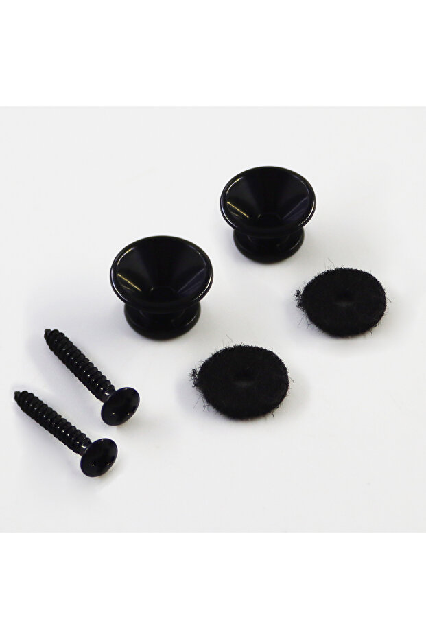 Black Set Guitar Strap Buttons, Premium Alloy Acoustic Guitar Strap Locks Pins End with Screws and F