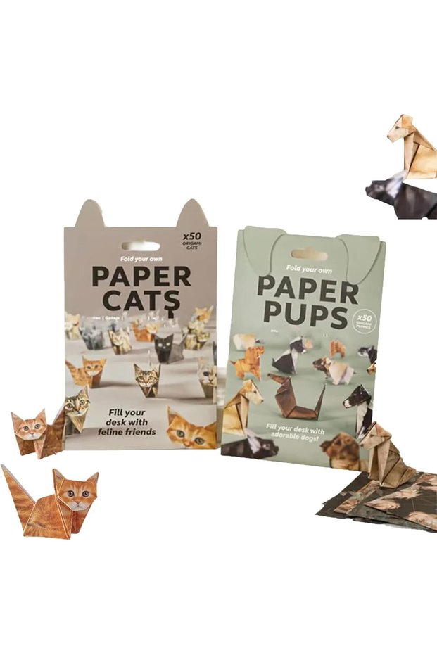 Cats and Dogs Creative Cats Dogs Origami Paper DIY Folding Paper Handmade Tissue Paper Pets Cat Pup
