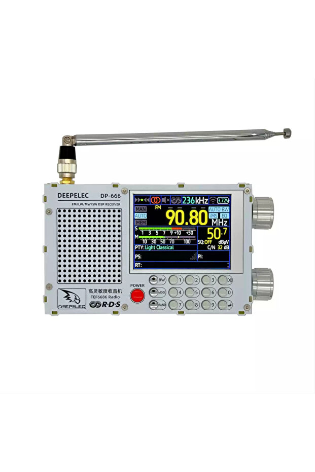 white TEF6686 DSP Radio DP-666 High Sensitivity Full Band FM AM FM Shortwave 2.8-inch 320x240 Resolu