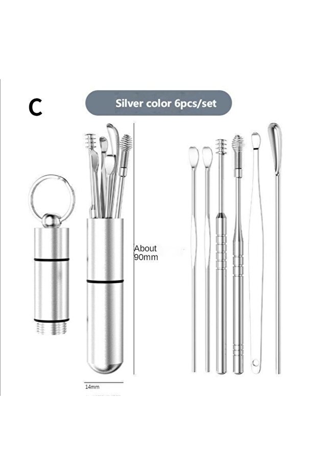 C 6/7/8Pcs Set Ear Wax Pickers Cleaning Stainless Steel Earpick Wax Remover Curette Ear Pick Cleane.
