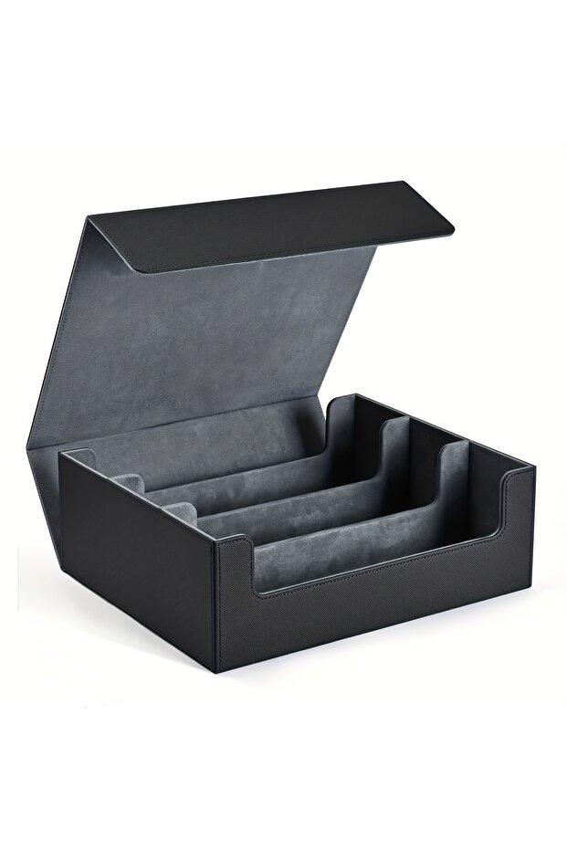 Black-gray Trading Card Storage Box, Can Hold 1800+ Single Decks, Magnetic Closure PU Leather Card B