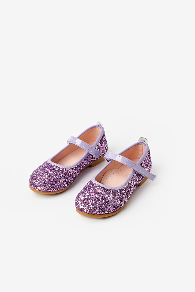 Lilac Glitter Velcro Girls Shoes