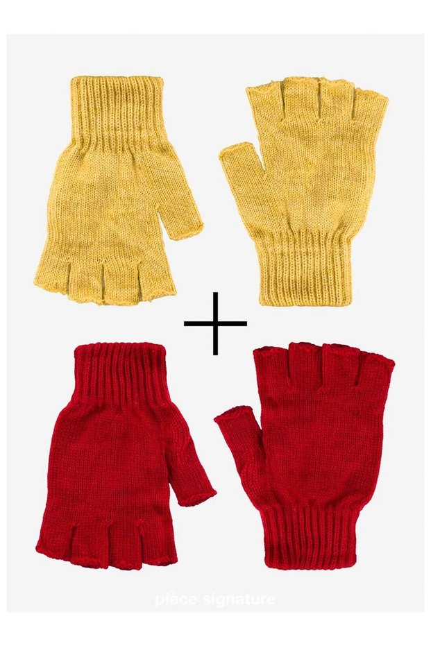 Fashion, Winter Autumn (2 Pairs) Knitted Gloves, Warm Fingerless Gloves (for Outdoor Sports Activities)