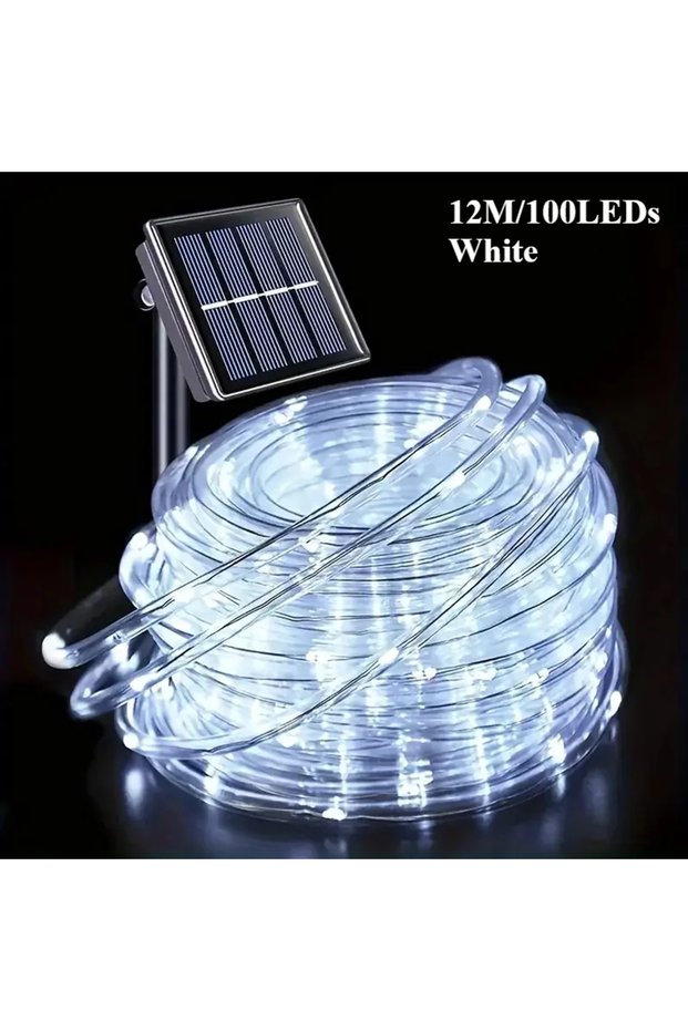 12M White LED Solar String Lights Garden Waterproof Tube Rope Lamp Christmas Garland Fairy Lights Fo