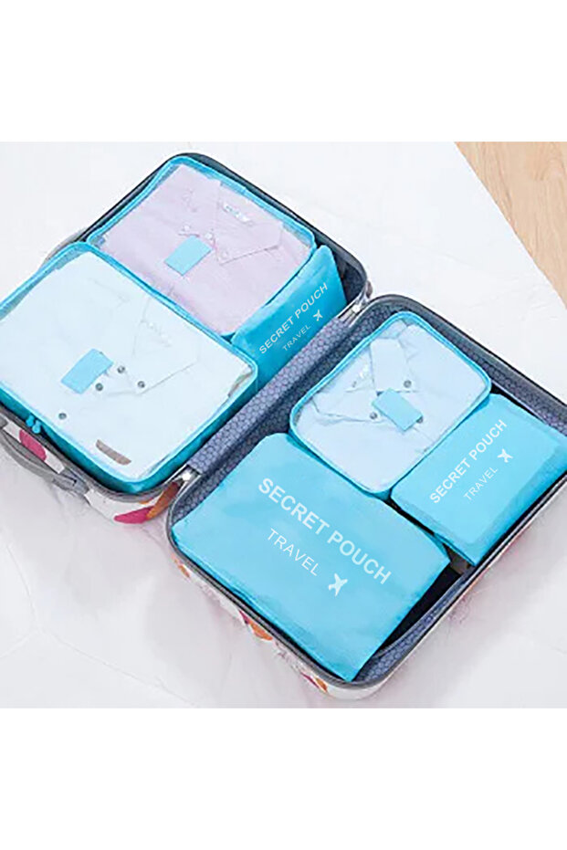 6pcs blue 6 Pcs Travel Luggage Storage Bags, Versatile Lightweight Storage Pouch, Dustproof Duffle B