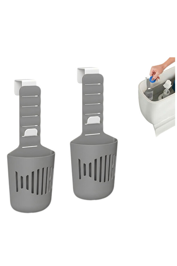 gray 2pcs Silicone Toilet Tank Tablet Holder Versatile Toilet Bowl Hanging Cleaner and Deodorizer Ha