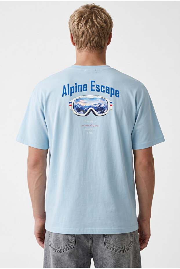 Men's Alpine Embroidered Oversize T-Shirt Baby Blue