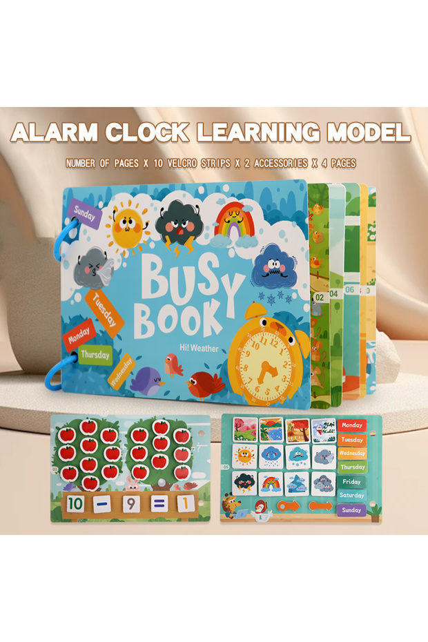 alarm clock Montessori Baby Busy Book My First Quiet Book Paste Early Learning Education Toy Childre