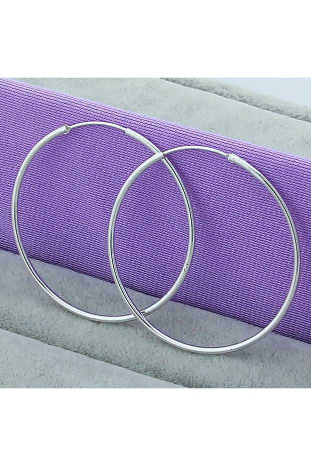 50mm Round Circle 35/50/60mm Hoop Earrings Silver Color For Woman Wedding Engagement Party Fashion C