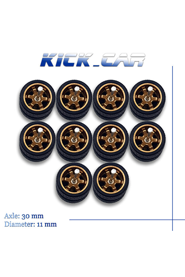 TOY708-D 1/64 Wheels with Fixed Black Rubber Tires Six Spoke for Toy Model Diecast Cars Refitting Pa