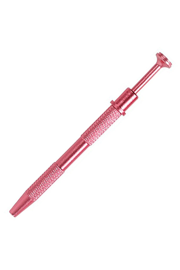 S1-1pc-pink 1Pc Surgical Steel Professional Push in Syringe Type Quad Prong, Small Bead Holder Grab