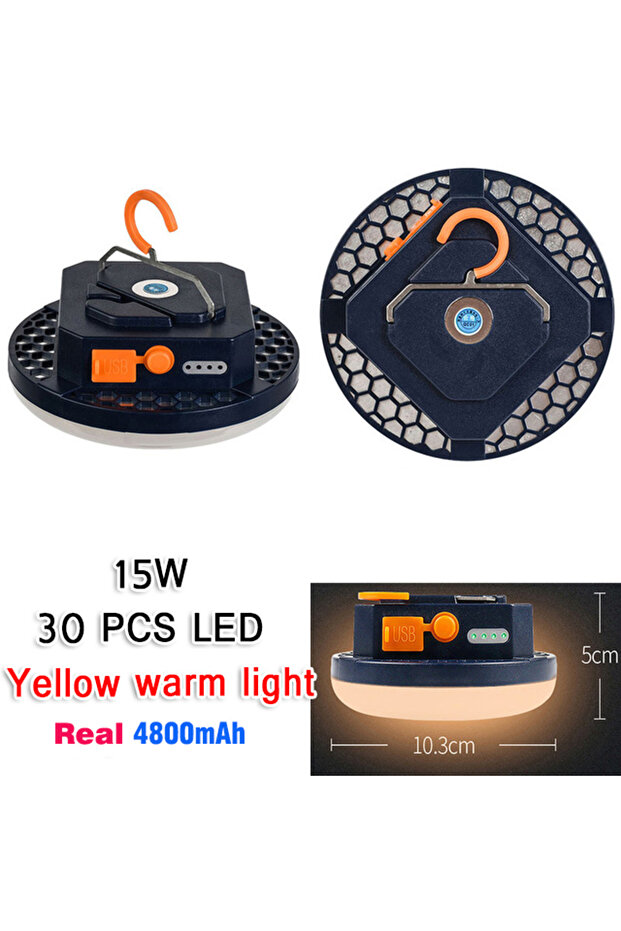 Blue15W Yellow Light 13500maH 60W Rechargeable LED Camping Lantern with Magnet Strong Light Portable