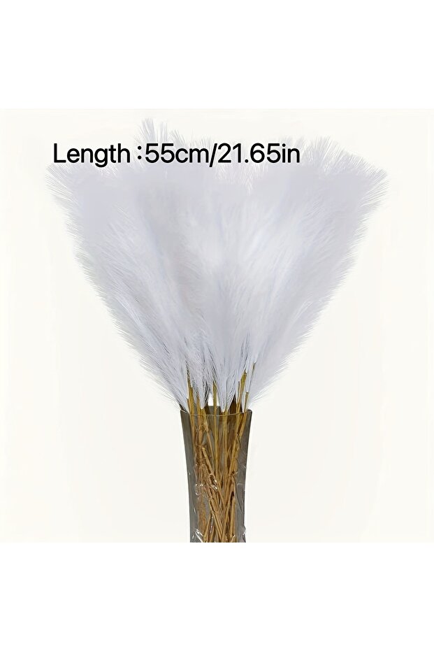 7Pcs White 7Pcs White Pampas Grass Artificial Flower Pompass Branches for Home Room Decor DIY Fake