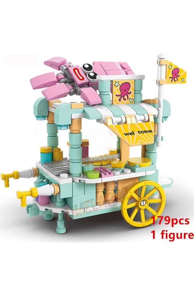 no Box DIY Architecture Ice Cream Car Store Street View Food Building Blocks Kit Girls Bricks Classi
