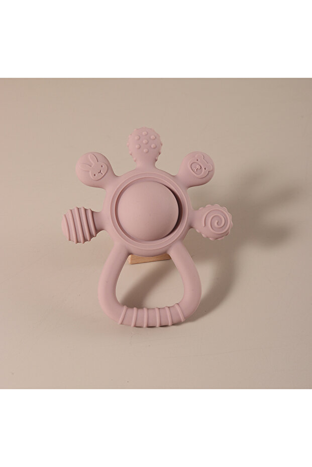 Pink New Teething Silicone Palm Rattle Teether Bunny - Safe Baby Chew Toys for Soothing Sore Gums