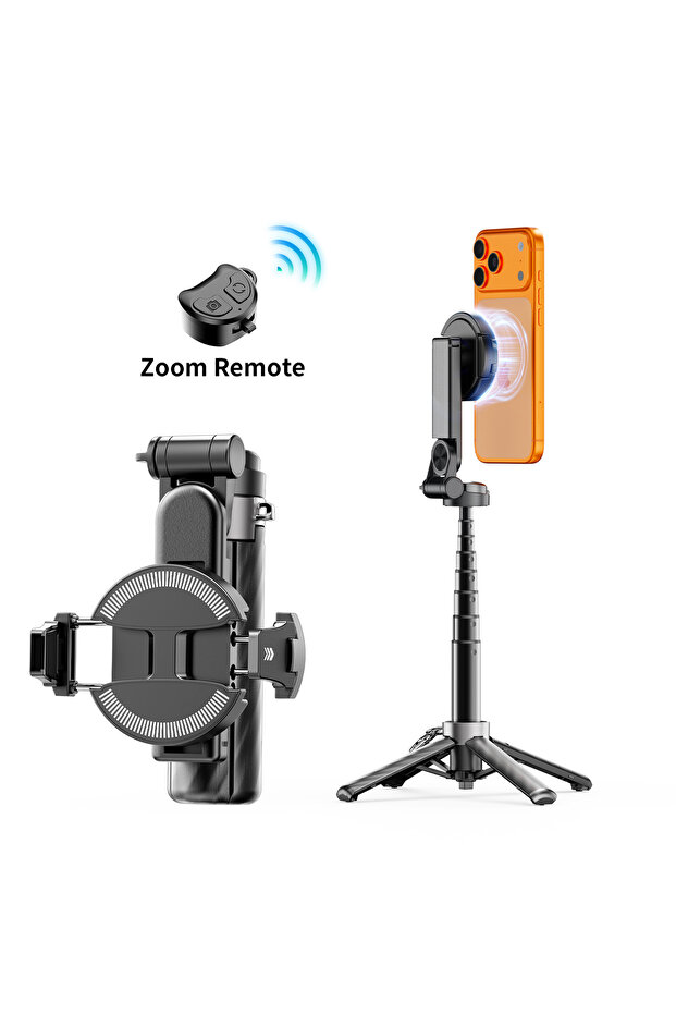Upgrade Zoom Protable Magnetic Selfie Stick Multifunctional Phone Holder with Clamp Bluetooth Remote