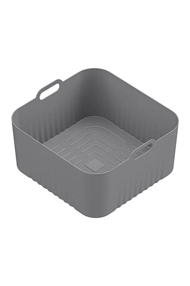 Gray 17cm Air Fryer Silicone Baking Tray Mould Reusable Compatibility Airfryer Liner Kitchen Accesso