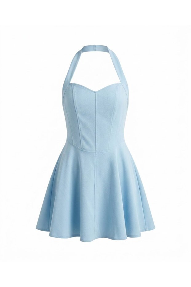 Blue Heart Collar Flounce Dress