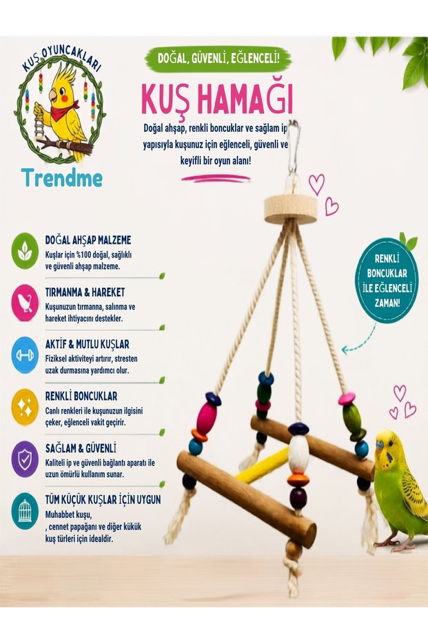Uniq Bird Toys Bird Play Swing Hammock