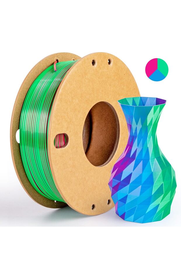 Rose Sky Blue Green Three Color PLA Silk Filament 250g per Roll Net Weight, Suitable for FDM 3D Prin