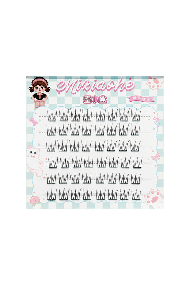 A No Glue Need Korean Style Ultra-thin False Eyelashes 10-11mm Mixed Length C Curl Black Fiber Natur