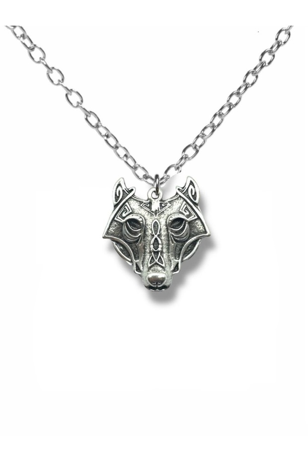 Fenrir's Fury – Gray Viking Wolf Head Figured Unisex Necklace (60 cm Chain)
