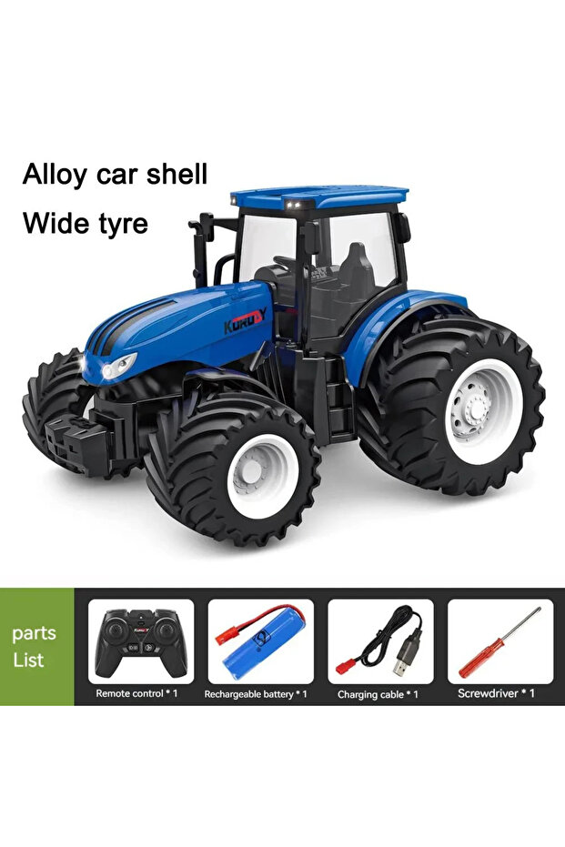 WIDE WHEElB Farmer Car Remote Control Tractor Trailer 2.4G RC Tractor Simulation Engineering Constru