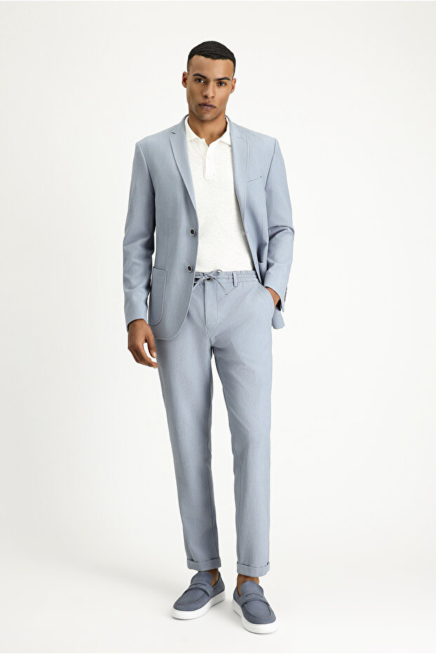 7 Drop Super Slim Fit Extra Slim Fit Waist Drawstring Seersucker Lycra Classic Fabric Trousers