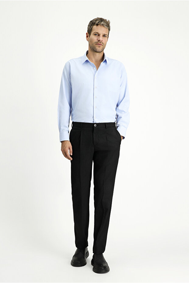 7 Drop Slim Fit Slim Fit Lycra Pleated Classic Fabric Trousers