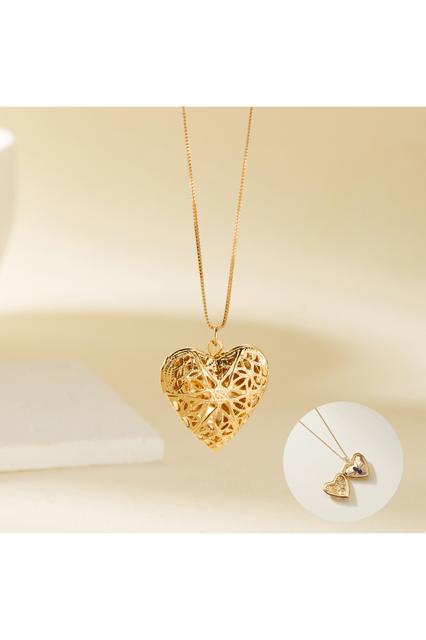 RINHOO FRIENDSHIP NC24Y0556-4 Romantic Heart Pendant Message Locket Necklace for Women Lover Couple