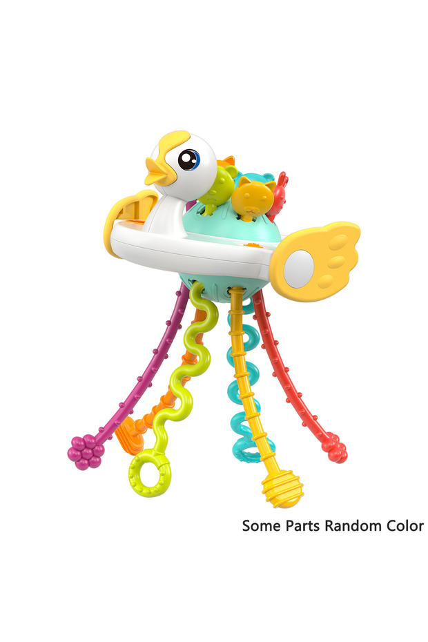 Duckling Activity Development Pull String Toys Silicone Teething Rattle Educational Learning Toy Bab