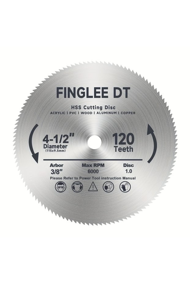1.0mm 115mm 9.5mm Wood Cutting 4.5 inch 120T 1PC 4 1/2 Inch HSS Circular Saw Blade with 3/8" Arbor,H