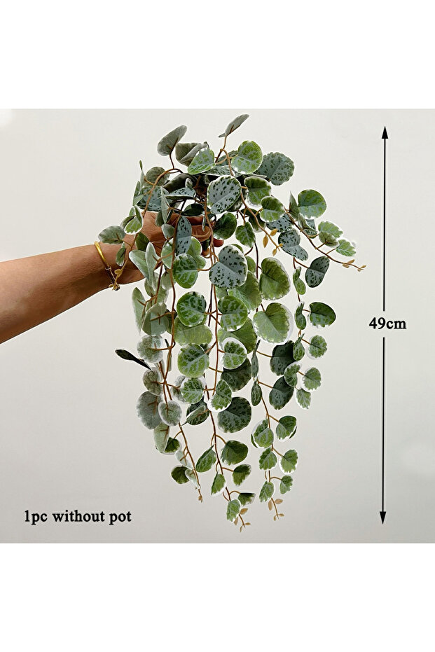 green 49cm Artificial Plants Vines Fake Hanging Eucalyptus Leaves Plastic Foliage Wall Hanging Ratta