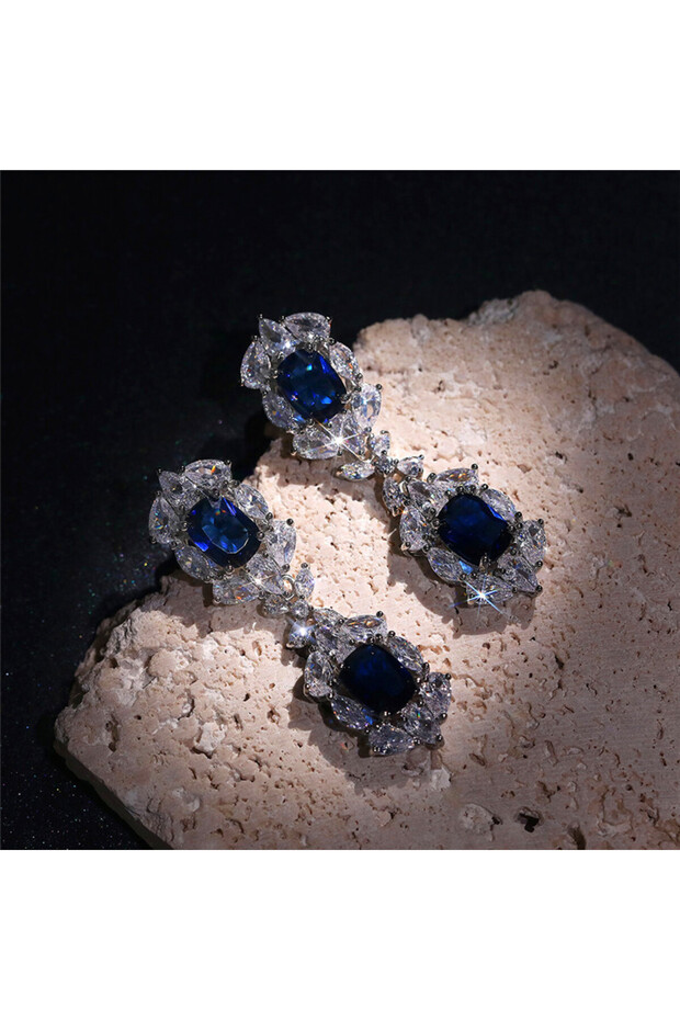 E1565 Huitan Aesthetic Earrings for Women Luxury Blue/White Cubic Zirconia Wedding Party Graceful Fe