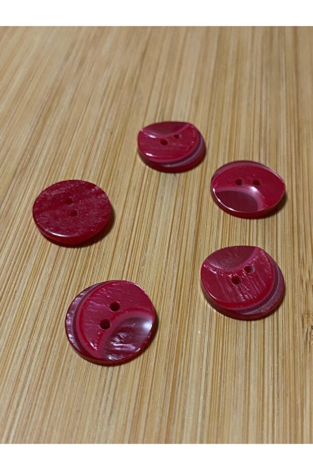 Wavy Polyester Button 14 mm 5 Pcs Red